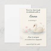 Meisjes Schattigee zwaan prinses verjaardagsuitnod Kaart (Voorkant / Achterkant)