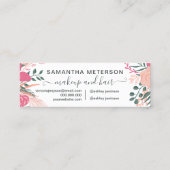 Meisjes schoonheidsroze tropische florale afspraak mini visitekaartje (Achterkant)