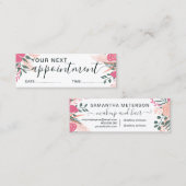 Meisjes schoonheidsroze tropische florale afspraak mini visitekaartje (Voorkant / Achterkant)