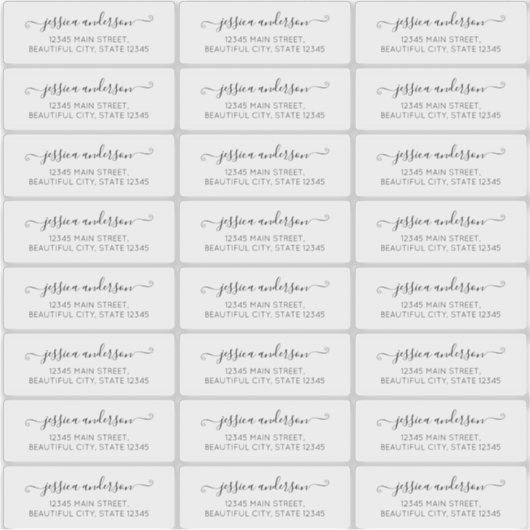 Meisjes Script Calligraphy Transparant Address Lab Sticker (Voorkant)