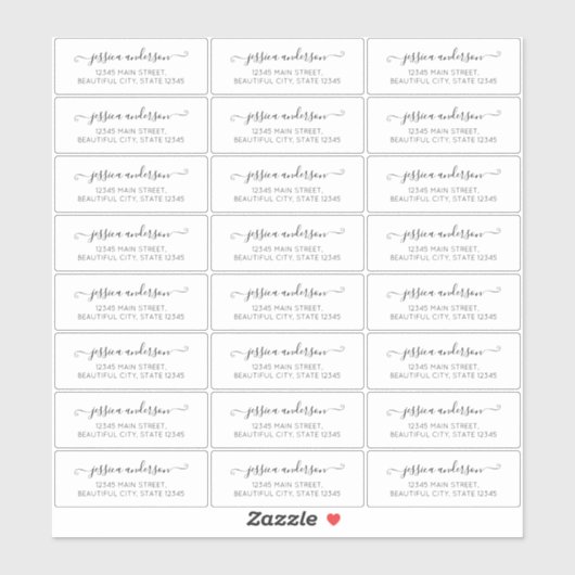 Meisjes Script Calligraphy Transparant Address Lab Sticker (Vel)