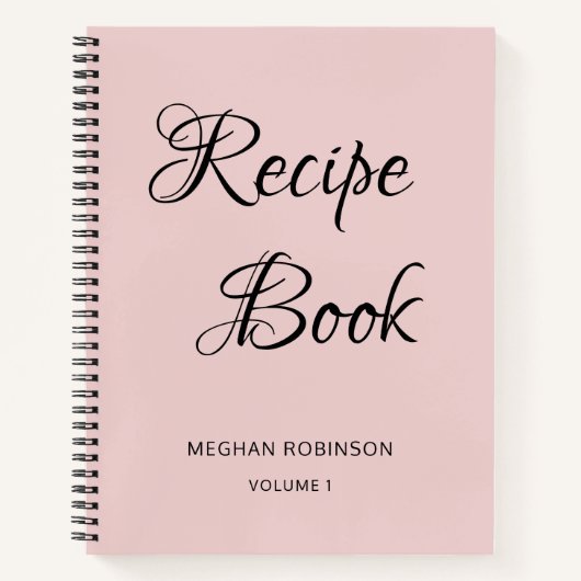 Meisjes Script Cookbook Blush Personalized Recipr Notitieboek (Voorkant)