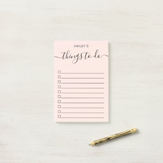 Meisjes script om lijst uit te voeren | Blush roze Post-it® Notes (Op bureau)