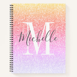 Meisjes Script Rainbow Glitter Sparkles Monogram Notitieboek