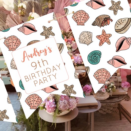 Meisjes Seashell Beach verjaardagsfeestje Vlaggetjes