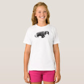 Meisjes" "Shelby in a Jean Jacket" Dachshund T-shi T-shirt (Voorkant volledig)