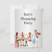 Meisjes Shopping Party Event Zilver Wit Kaart (Voorkant)