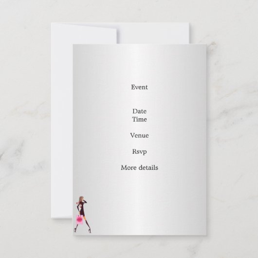 Meisjes Shopping Party Event Zilver Wit Kaart (Achterkant)