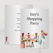 Meisjes Shopping Party Event Zilver Wit Kaart (Voorkant / Achterkant)