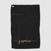 Meisjes Simple Black Gold Monogram Name Script Golfhanddoek (Voorkant)