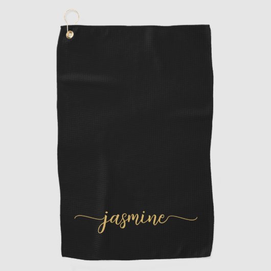 Meisjes Simple Black Gold Monogram Name Script Golfhanddoek (Voorkant)