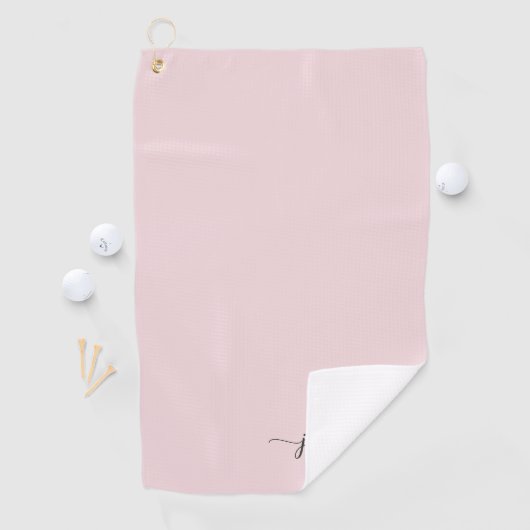 Meisjes Simple Blush Pink Monogram Name Script Gol Golfhanddoek (Insitu)