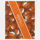 Meisjes sinaasappel wit basketbalpatroon gepersona fleece deken (Voorkant)