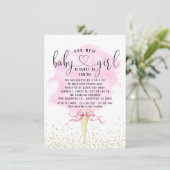 Meisjes Sip Zie Roze Goud Katoen Snoep Baby shower Kaart (Staand voorkant)