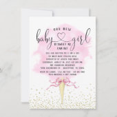 Meisjes Sip Zie Roze Goud Katoen Snoep Baby shower Kaart (Voorkant)