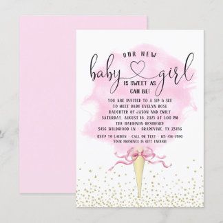 Meisjes Sip Zie Roze Goud Katoen Snoep Baby shower Kaart