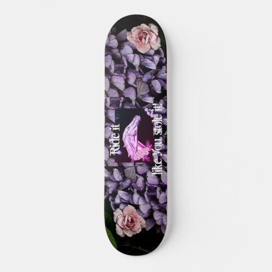 Meisjes skateboard met paard, bloemen (Voorkant)