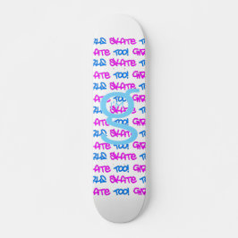 Meisjes Skaten Ook! - Witte Skateboard -(blauw & r