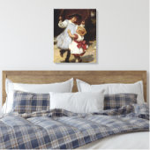 Meisjes Skipping met een Jump Rope Canvas Afdruk (Insitu (Slaapkamer))