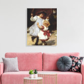 Meisjes Skipping met een Jump Rope Canvas Afdruk (Insitu (Woonkamer))