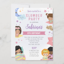 Meisjes Slaapfeest Uitnodiging Pyjama Kussens 