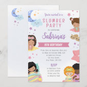 Meisjes Slaapfeest Uitnodiging Pyjama Kussens  (Voorkant / Achterkant)