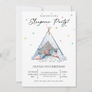 Meisjes slaapfeest verjaardag kaart