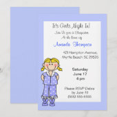 Meisjes Slapepover Birthday Invitations Kaart (Voorkant / Achterkant)