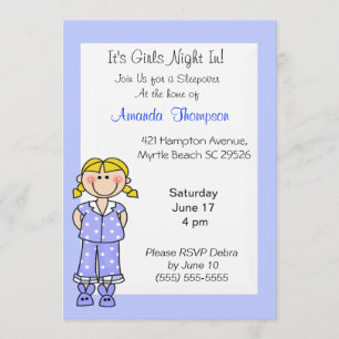 Meisjes Slapepover Birthday Invitations Kaart