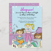 Meisjes Slapepover Gedekte uitnodiging van de Birt (Voorkant / Achterkant)