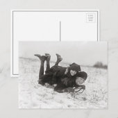 Meisjes Sledding, 1915 Briefkaart (Voorkant / Achterkant)