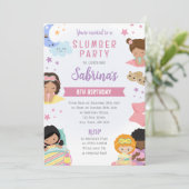 Meisjes Sleepover Nodig Slumber Party PJ's Kussens Kaart (Staand voorkant)