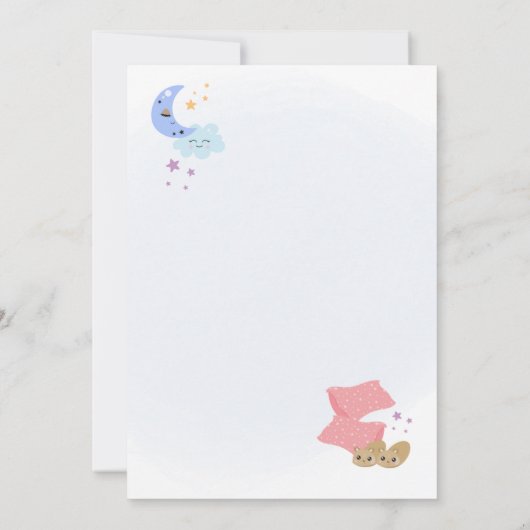 Meisjes Sleepover Nodig Slumber Party PJ's Kussens Kaart (Achterkant)