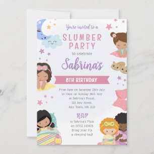 Meisjes Sleepover Nodig Slumber Party PJ's Kussens Kaart