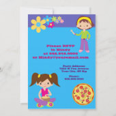 Meisjes Sleepover Pajama Slumber Party Invitation Kaart (Achterkant)