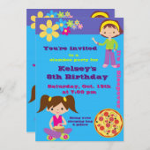 Meisjes Sleepover Pajama Slumber Party Invitation Kaart (Voorkant / Achterkant)
