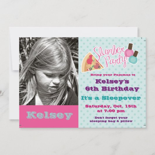 Meisjes Sleepover Pajama Slumber Party Invitation Kaart (Voorkant)