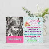 Meisjes Sleepover Pajama Slumber Party Invitation Kaart (Staand voorkant)