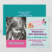 Meisjes Sleepover Pajama Slumber Party Invitation Kaart (Voorkant / Achterkant)