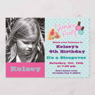 Meisjes Sleepover Pajama Slumber Party Invitation Kaart