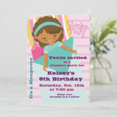 Meisjes Sleepover Pajama Slumber Party Invitation Kaart (Staand voorkant)