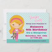 Meisjes Sleepover Pajama Slumber Party Invitation Kaart (Voorkant)