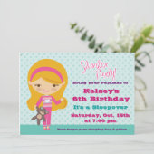 Meisjes Sleepover Pajama Slumber Party Invitation Kaart (Staand voorkant)