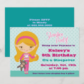 Meisjes Sleepover Pajama Slumber Party Invitation Kaart (Voorkant / Achterkant)