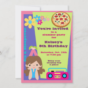 Meisjes Sleepover Pajama Slumber Party Invitation Kaart