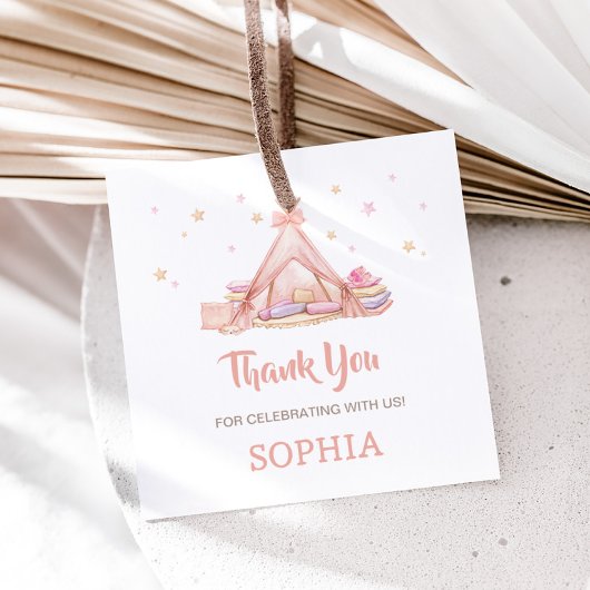 Meisjes Sleepover Party Verjaardag Party Square Bedankjes Labels