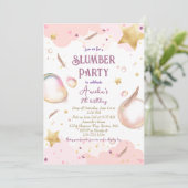 Meisjes Sleepover Pastel Roze Slumber Verjaardagsf Kaart (Staand voorkant)