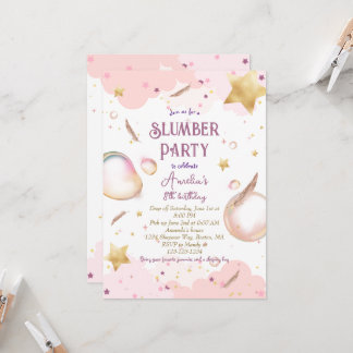 Meisjes Sleepover Pastel Roze Slumber Verjaardagsf Kaart