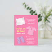 Meisjes Sleepover Slumber Birthday Party Invitatio Kaart (Staand voorkant)