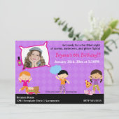 Meisjes Sleepover Slumber Party Foto uitnodiging (Staand voorkant)